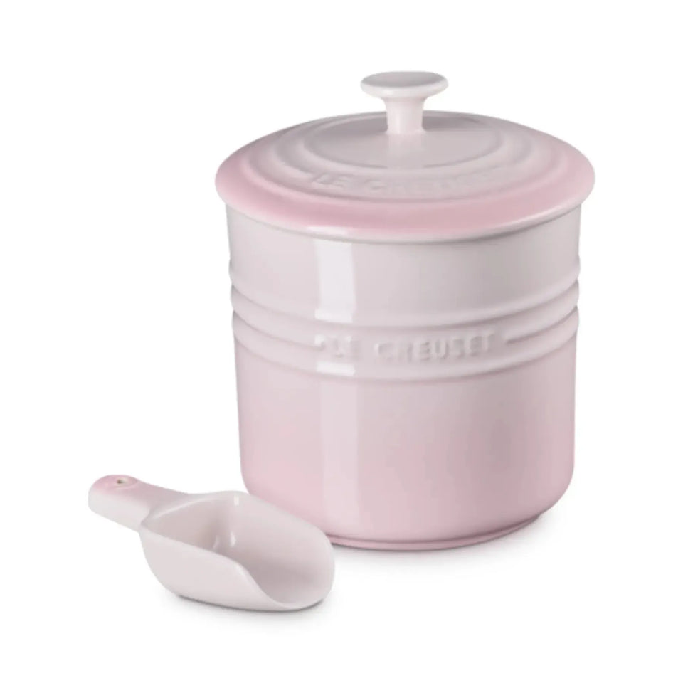 Porta Ração com Dosador Cerâmica Shell Pink 2,3L Pet Collection Le Creuset
