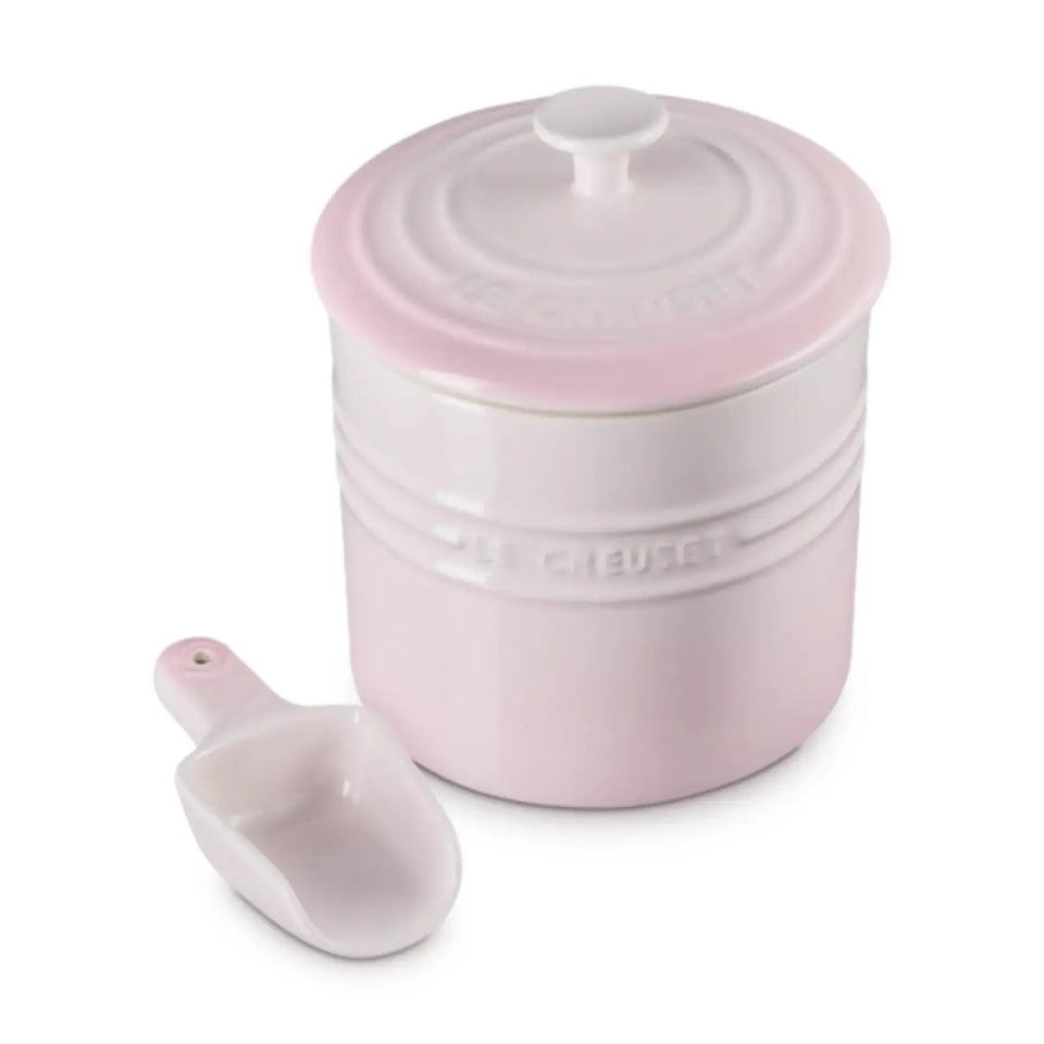 Porta Ração com Dosador Cerâmica Shell Pink 2,3L Pet Collection Le
