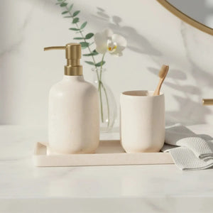 Porta-Sabonete Líquido em Cerâmica Off White 19,5x9,5cm Mart