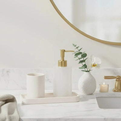 Porta-Sabonete Líquido em Poliresina Off White 17,5x7cm Mart