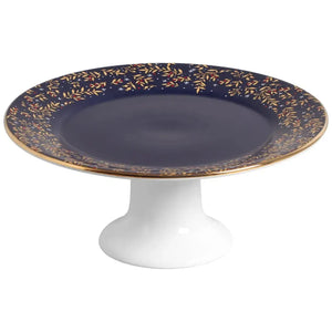 Porta Torta Cerâmica Azul Christmas Lights Scalla