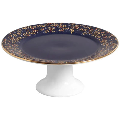 Porta Torta Cerâmica Azul Christmas Lights Scalla