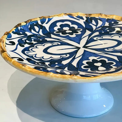 Porta Torta Cerâmica Dolce Mare Azulejo Português Azul 14x33cm Maison Blanche