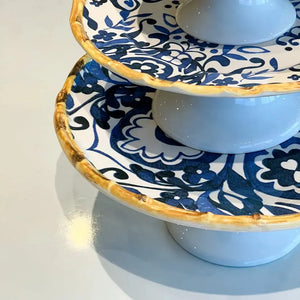 Porta Torta Cerâmica Dolce Mare Azulejo Português Azul 14x33cm Maison Blanche