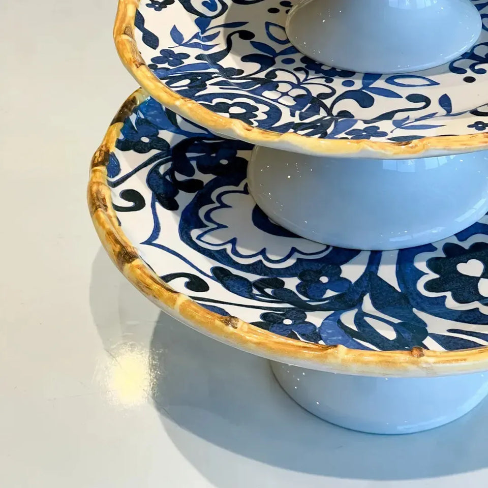 Porta Torta Cerâmica Dolce Mare Azulejo Português Azul 14x33cm Maison Blanche