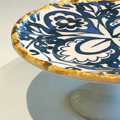 Porta Torta Cerâmica Dolce Mare Azulejo Português Azul 14x33cm Maison Blanche