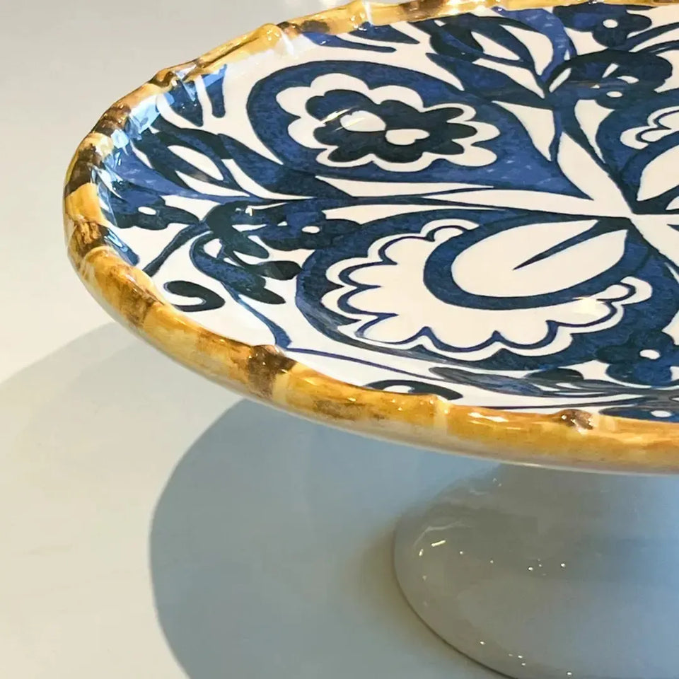 Porta Torta Cerâmica Dolce Mare Azulejo Português Azul 14x33cm Maison Blanche