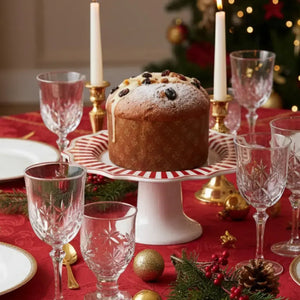 Porta Torta Cerâmica Vermelha com Filete Dourado Christmas Charm Scalla