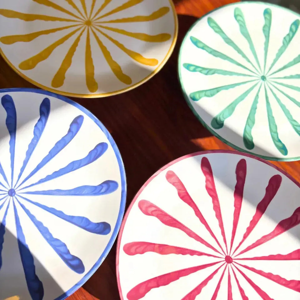 Porta Torta com Pé Cerâmica Piuma Verde Scalla