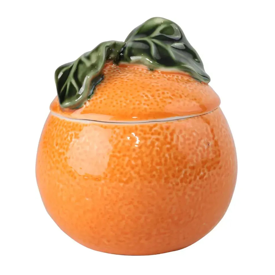 Porta Velas Cerâmica Orange 11x11x13cm Tuut