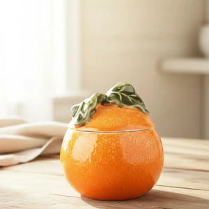 Porta Velas Cerâmica Orange 11x11x13cm Tuut