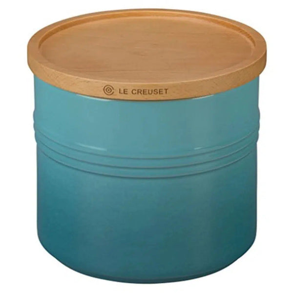 Pote Cerâmica com Tampa de Madeira Scandinavia Azul Caribe 1,1L Le Creuset