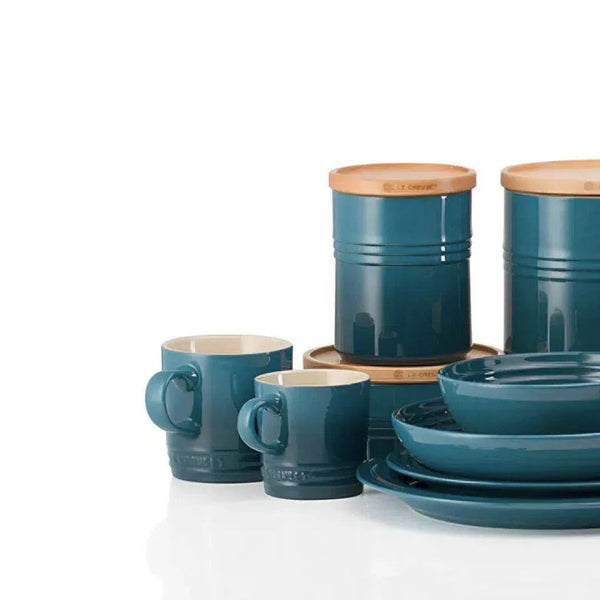 Pote Cerâmica com Tampa de Madeira Scandinavia Azul Caribe 1,9L Le Creuset