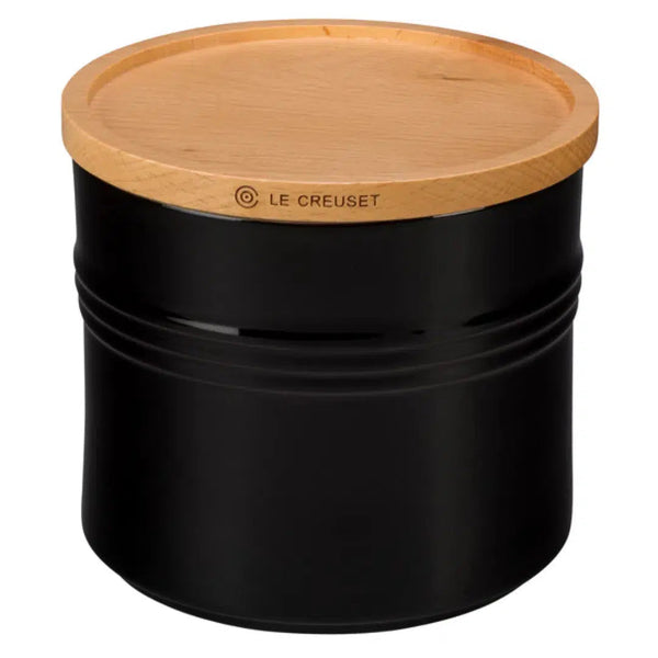 Pote Cerâmica com Tampa de Madeira Scandinavia Black Onyx 1,1L Le Creuset