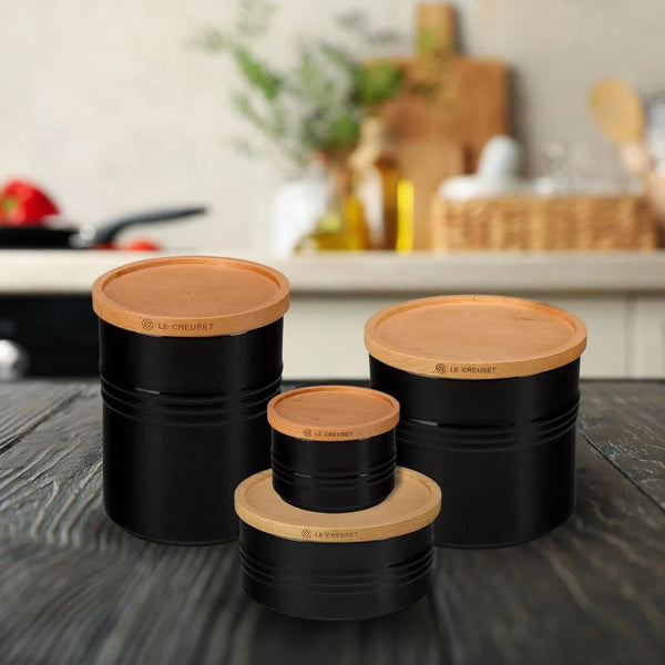 Pote Cerâmica com Tampa de Madeira Scandinavia Black Onyx 220ml Le Creuset