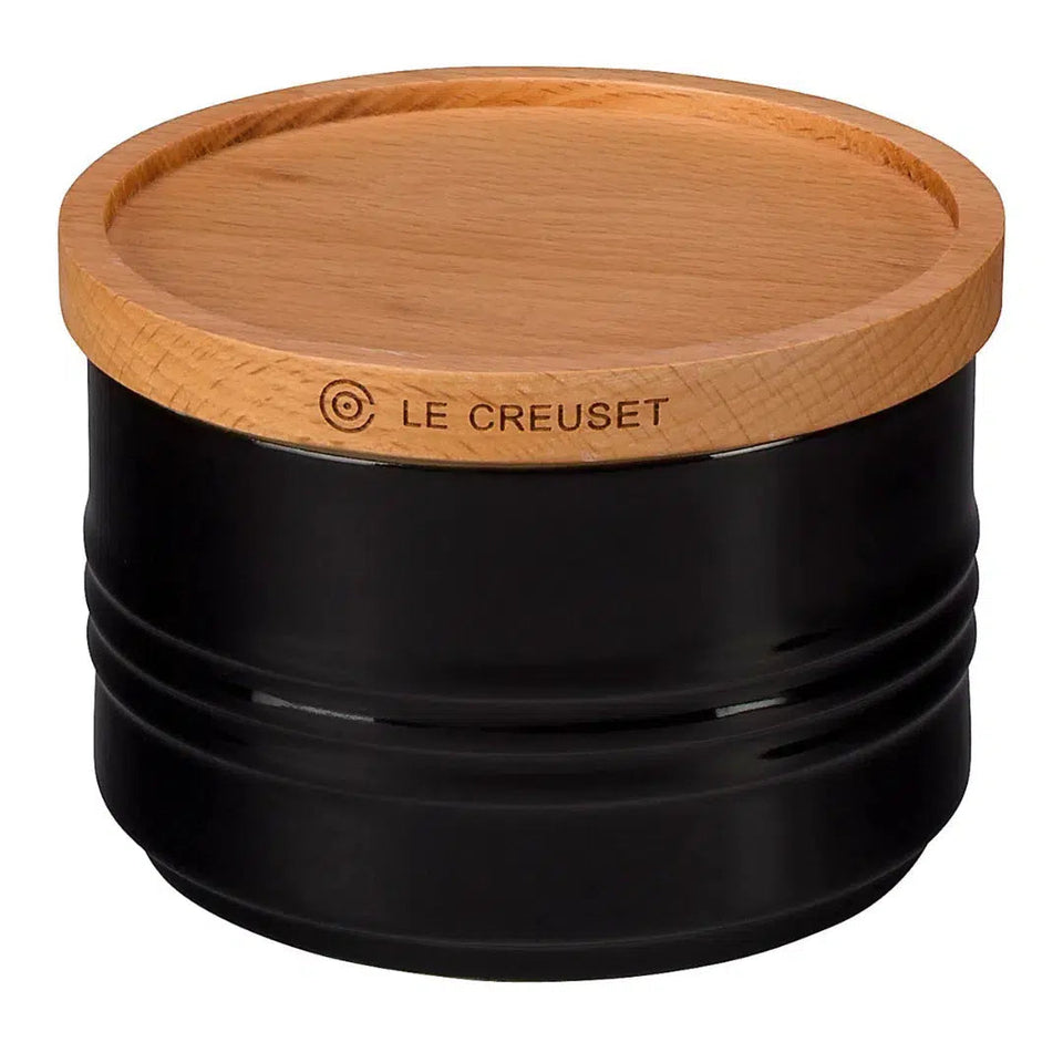 Pote Cerâmica com Tampa de Madeira Scandinavia Black Onyx 220ml Le Creuset