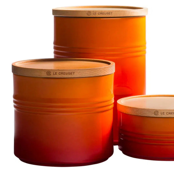 Pote Cerâmica com Tampa de Madeira Scandinavia Laranja 1,1L Le Creuset