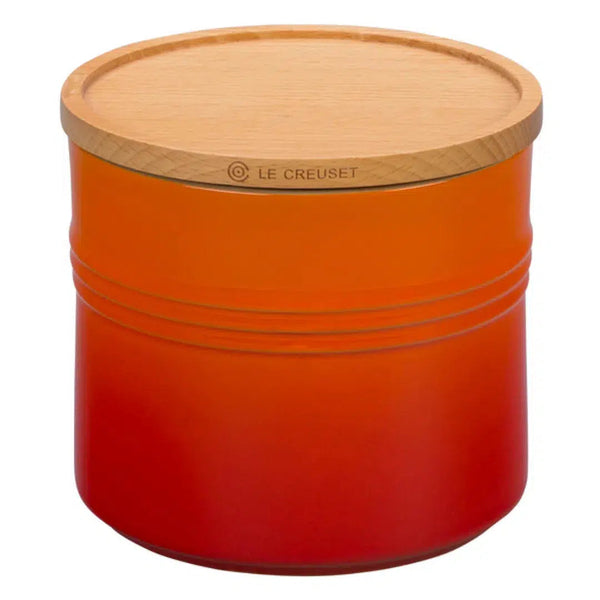 Pote Cerâmica com Tampa de Madeira Scandinavia Laranja 1,1L Le Creuset