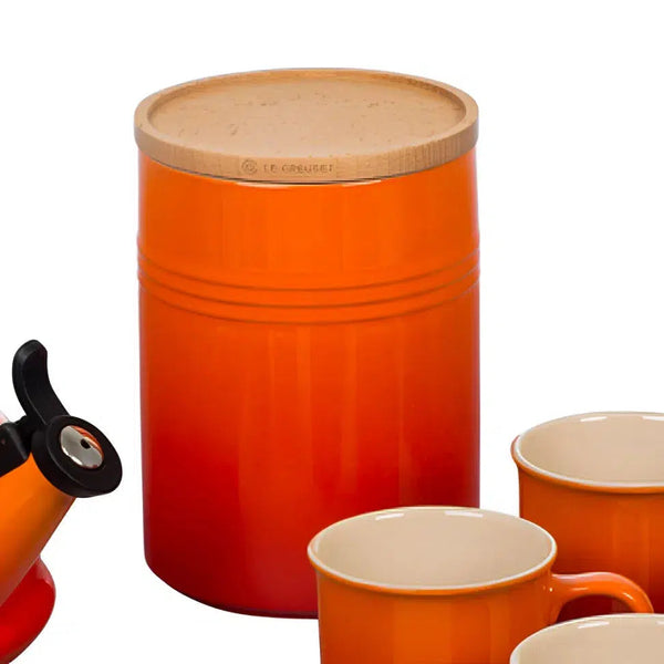 Pote Cerâmica com Tampa de Madeira Scandinavia Laranja 1,9L Le Creuset