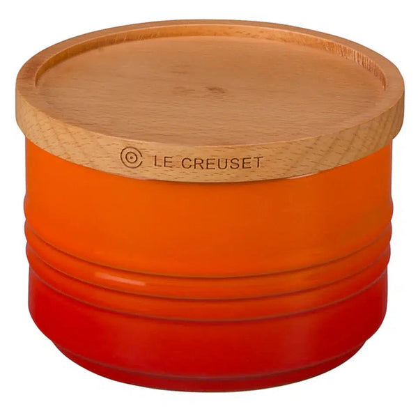 Pote Cerâmica com Tampa de Madeira Scandinavia Laranja 220ml Le Creuset