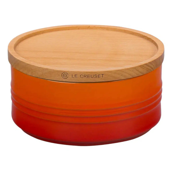 Pote Cerâmica com Tampa de Madeira Scandinavia Laranja 420ml Le Creuset