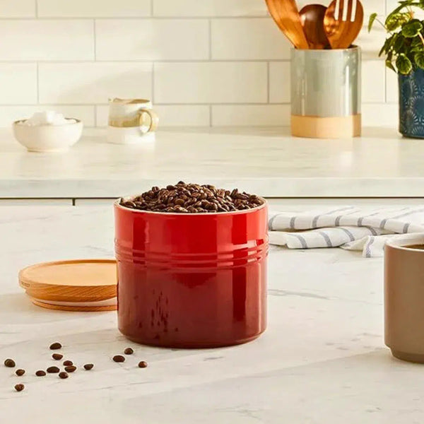 Pote Cerâmica com Tampa de Madeira Scandinavia Vermelho 1,1L Le Creuset