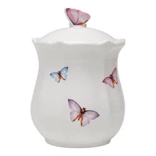 Pote Porcelana Com Tampa Borboleta 660ml