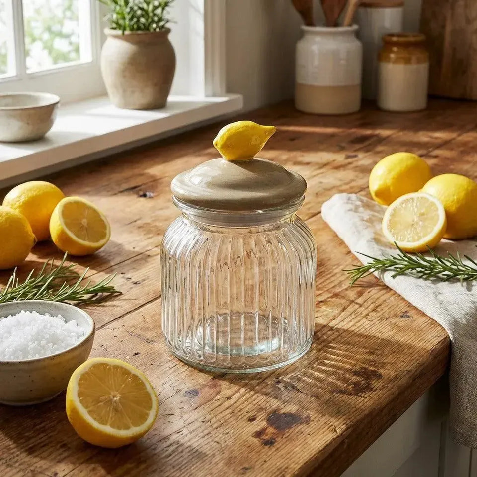 Pote de Vidro Canelado 600ml Limone Tuut
