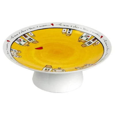 Prato Bolo com Pé Amarelo 27x10cm Le Casette Egan
