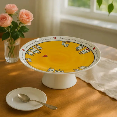 Prato Bolo com Pé Amarelo 27x10cm Le Casette Egan