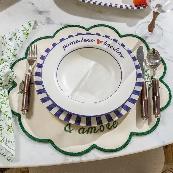 Prato Fundo Aquarelle Cerâmica Amore Azul 25cm Copa&Cia