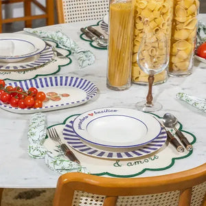 Prato Fundo Aquarelle Cerâmica Amore Azul 25cm Copa&Cia