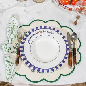 Prato Fundo Aquarelle Cerâmica Amore Azul 25cm Copa&Cia