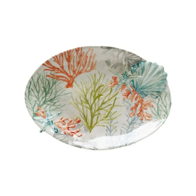 Prato Oval Melamina Desenho Concha Corall 43x30,5x4cm