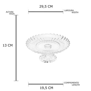 Prato Para Bolo Cristal Chumbo com Pé Geneva 30x13cm Wolff