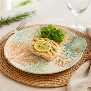 Prato Raso Melamina Desenho Concha Corall 28x28x3,8cm