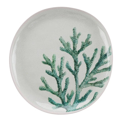 Prato Raso Melamina Desenho Coral Verde 27,8cm