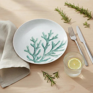 Prato Raso Melamina Desenho Coral Verde 27,8cm