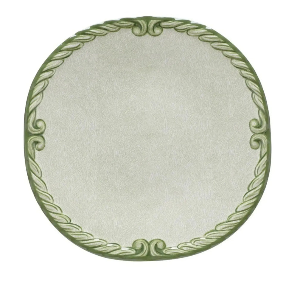 Prato Raso Melamina Desenho Corda Classica Verde 27,5cm