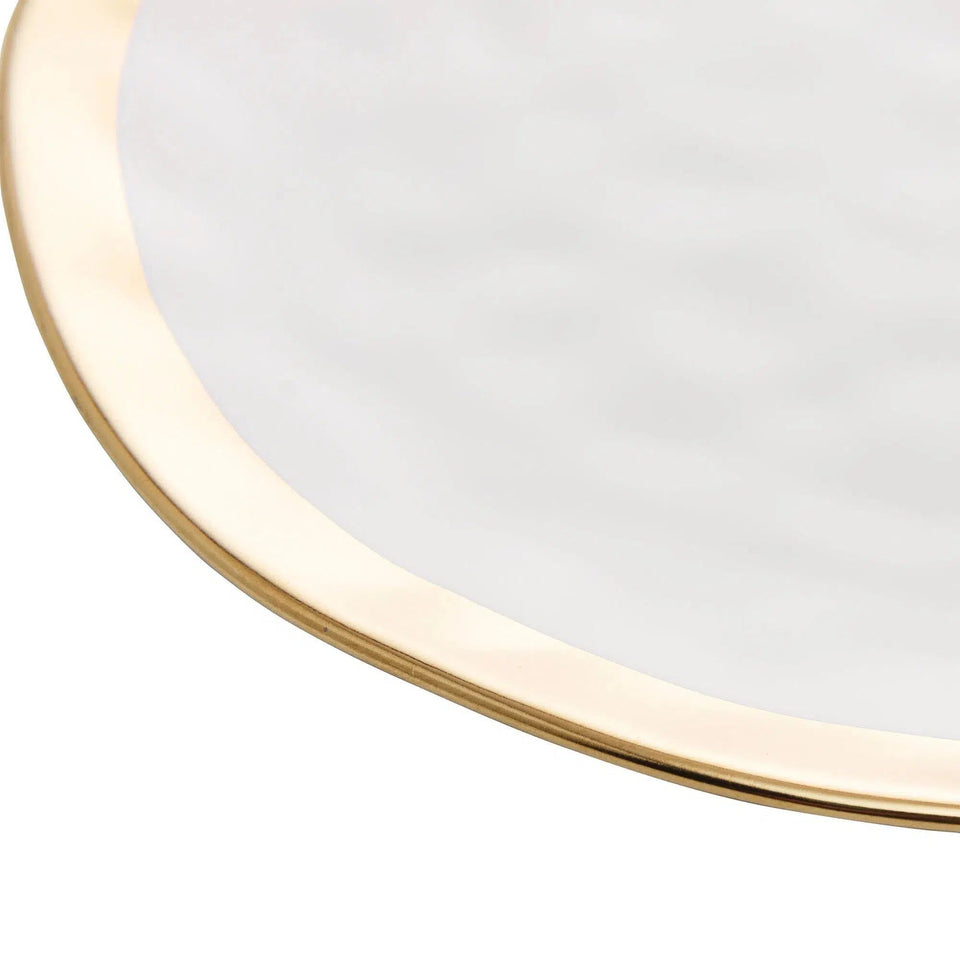 Prato Raso Porcelana Dubai Branco e Dourado 25cm