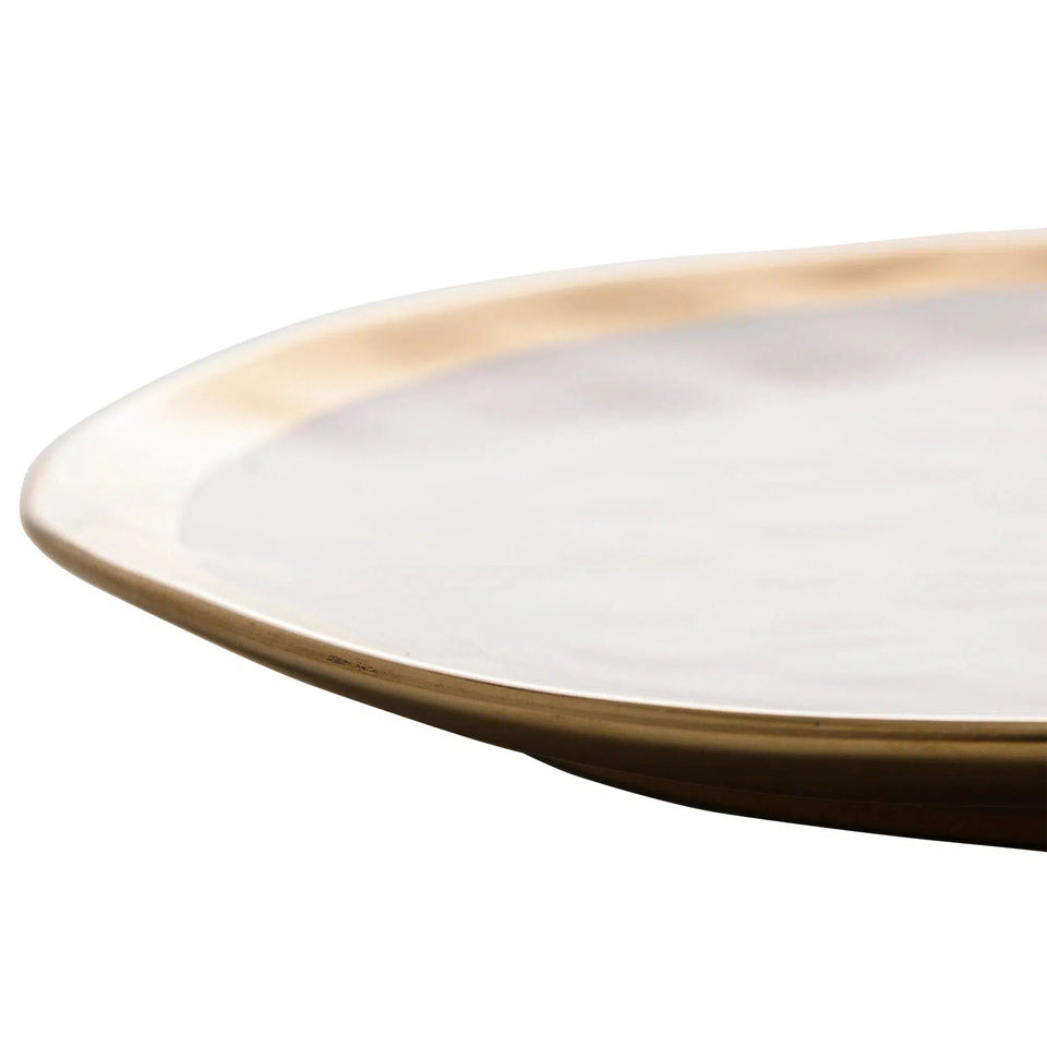 Prato Raso Porcelana Dubai Branco e Dourado 25cm