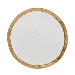 Prato Raso Porcelana Dubai Branco/Dourado 25cm