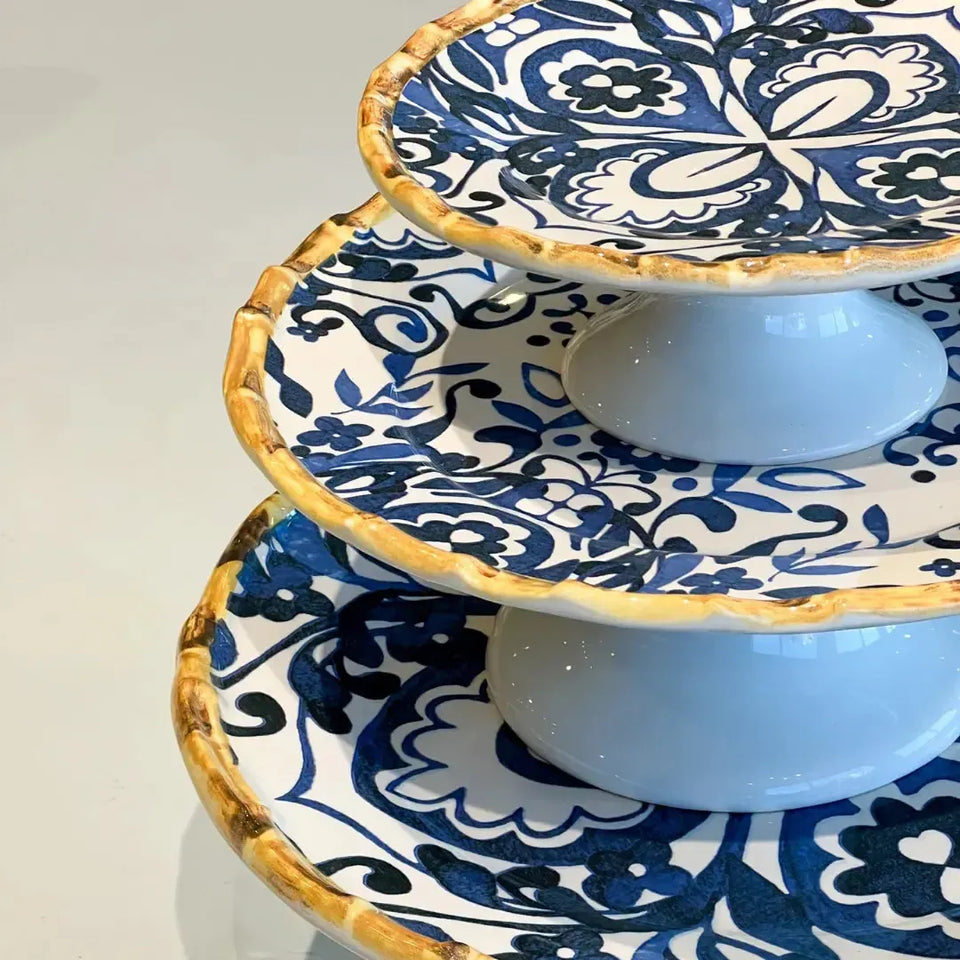 Prato de Bolo Cerâmica Dolce Mare Azulejo Português Azul 11x27,5cm Maison Blanche