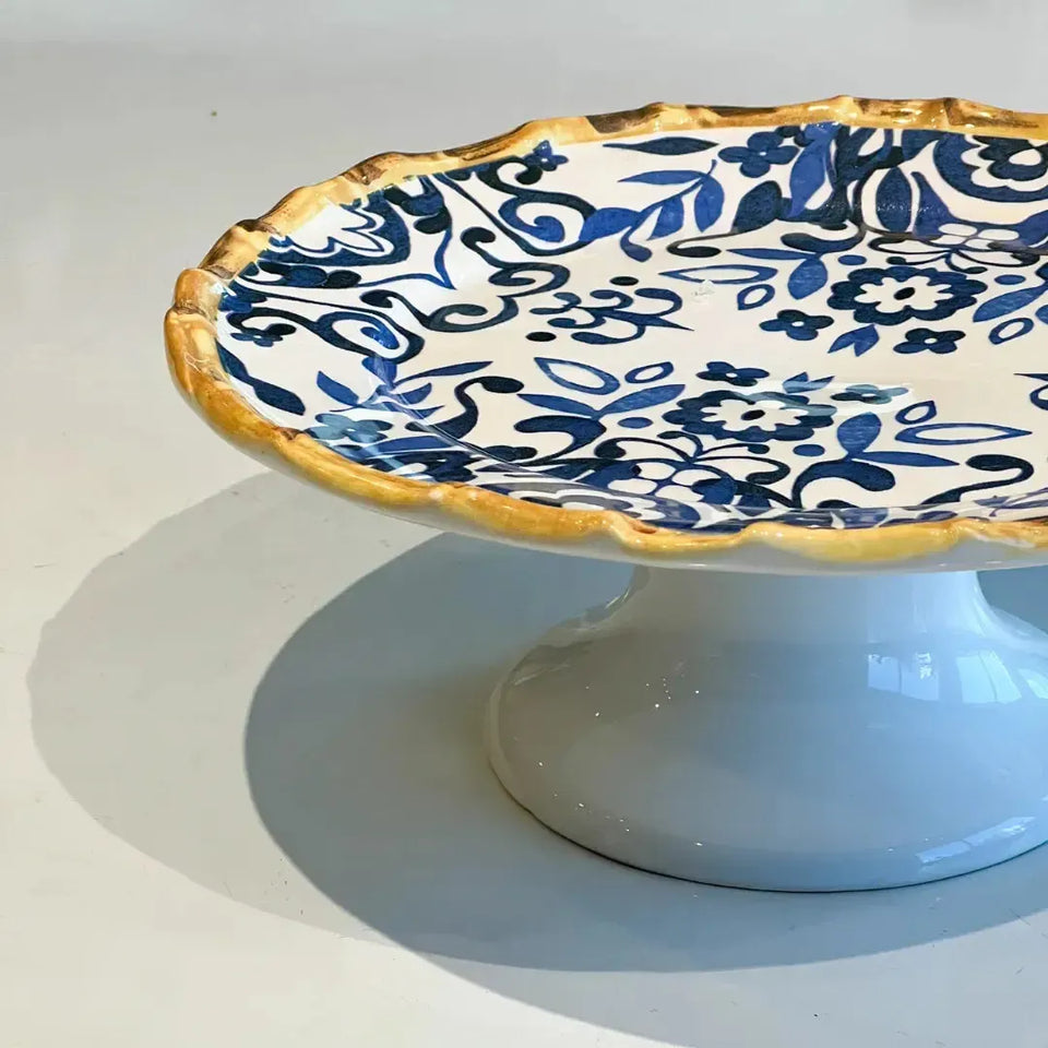 Prato de Bolo Cerâmica Dolce Mare Azulejo Português Azul 11x27,5cm Maison Blanche