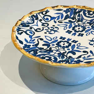 Prato de Bolo Cerâmica Dolce Mare Azulejo Português Azul 11x27,5cm Maison Blanche