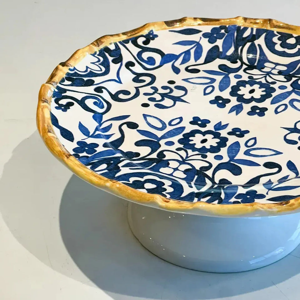 Prato de Bolo Cerâmica Dolce Mare Azulejo Português Azul 11x27,5cm Maison Blanche