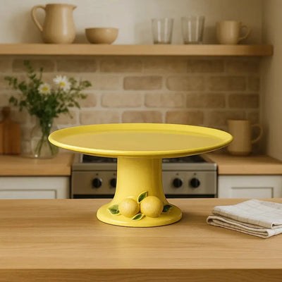 Prato de Bolo Médio Cerâmica Limão 10,5x33,5cm Scalla