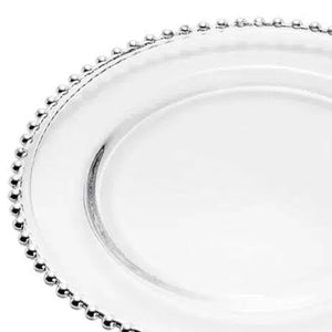 Prato de Jantar Cristal Pérola Borda Prateada 28cm Wolff