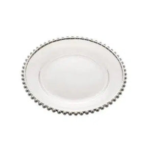 Prato de Jantar Cristal Pérola Borda Prateada 28cm Wolff