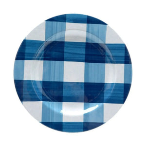 Prato de Raso Melamina Xadrez Azul 27,8cm